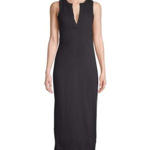 James Perse Split Neck Cotton Midi Dress